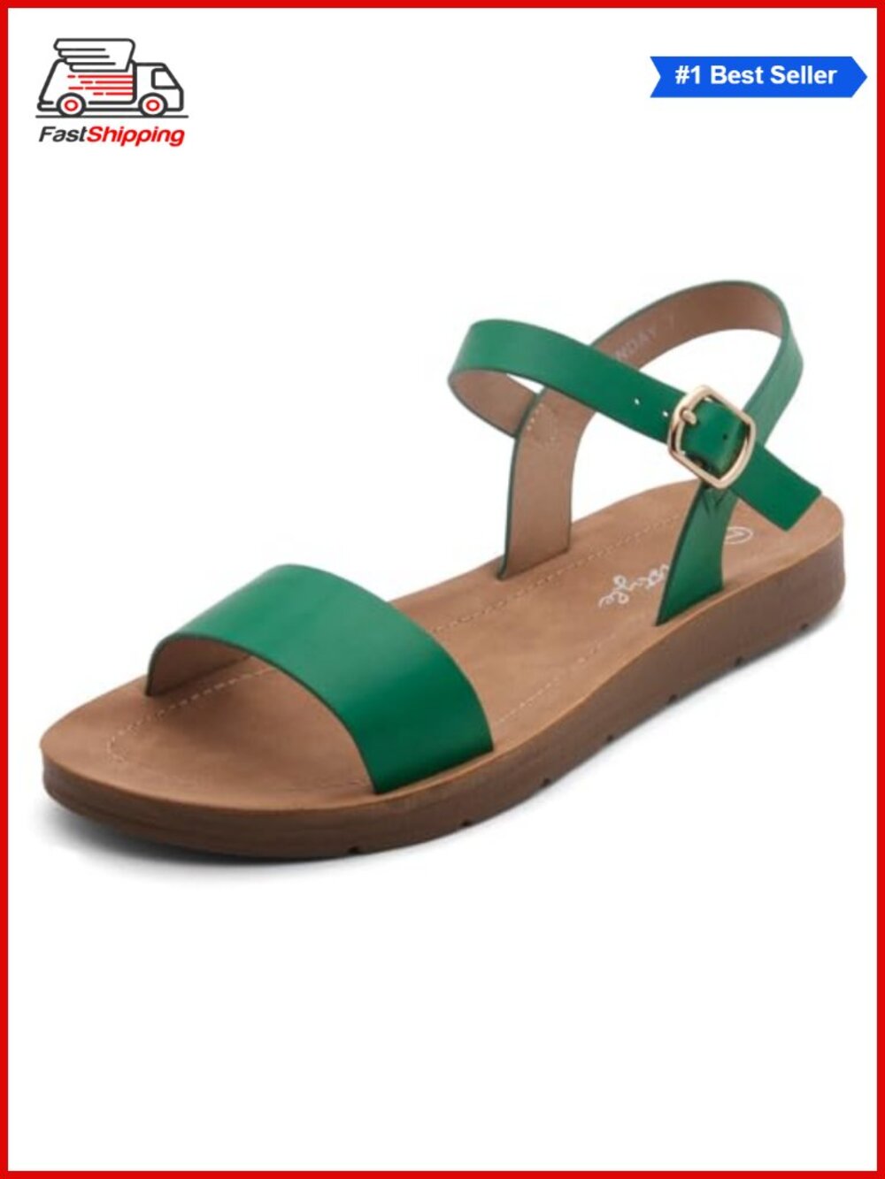 Women's Flat Sandals Open Toe Ankle Strap Slingback Adjustable Buckle